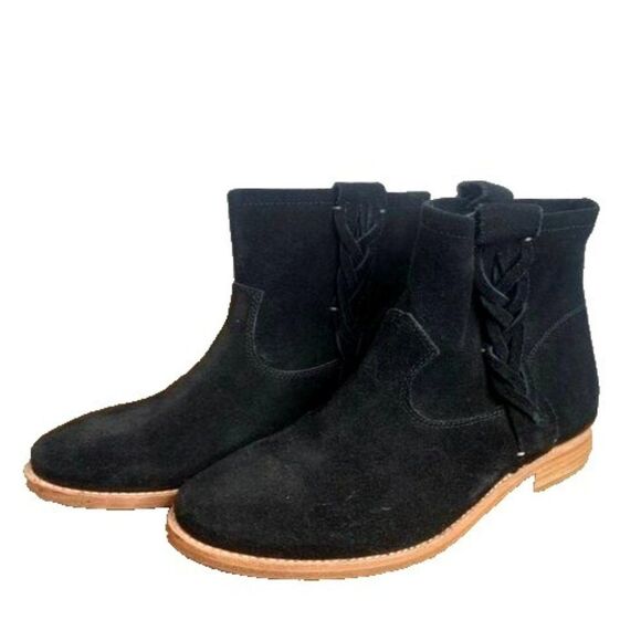 Soludos Women's Black Braided Suede Booties - Picture 1 of 7